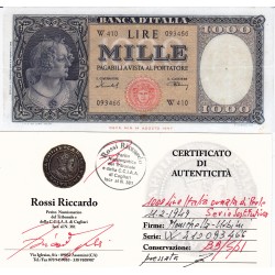 1000 LIRE ITALIA ORNATA DI PERLE 11 FEBBRAIO 1949 SERIE SOSTITUTIVA   BB+
